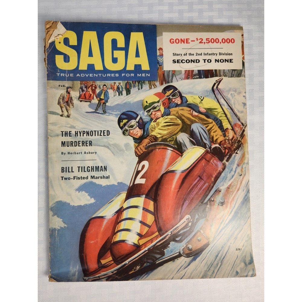 1950‎ Saga True Adventure Magazine Four Man Bobsled Cover